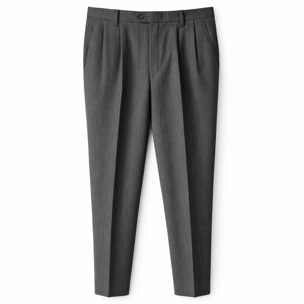 Vtg TALLIA UOMO 100% Wool Pleat-Front Trouser Pant Sz 34R Black Pinstripe EUC!